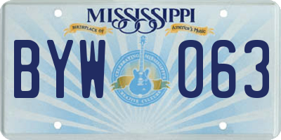 MS license plate BYW063