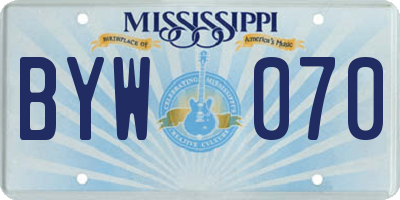 MS license plate BYW070