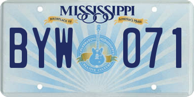 MS license plate BYW071