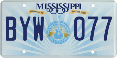 MS license plate BYW077