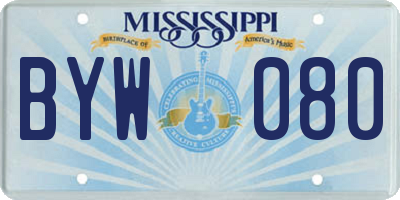MS license plate BYW080
