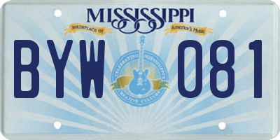 MS license plate BYW081