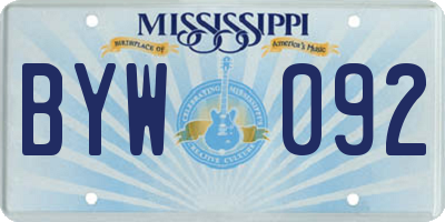 MS license plate BYW092