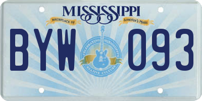 MS license plate BYW093