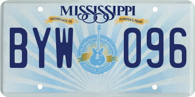 MS license plate BYW096