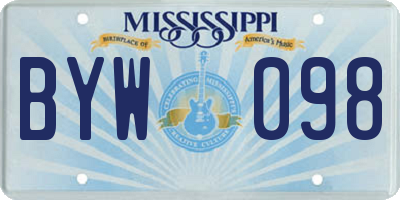 MS license plate BYW098