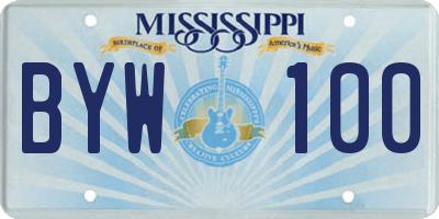 MS license plate BYW100