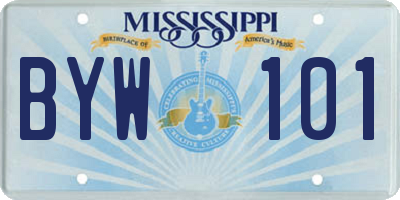 MS license plate BYW101