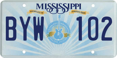 MS license plate BYW102