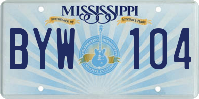 MS license plate BYW104