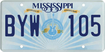 MS license plate BYW105