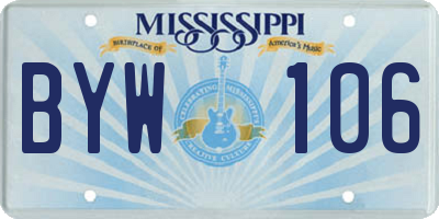 MS license plate BYW106