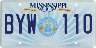 MS license plate BYW110