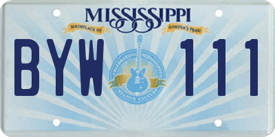 MS license plate BYW111