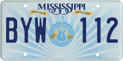MS license plate BYW112