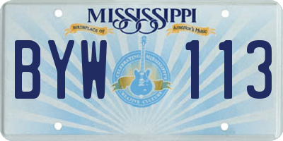 MS license plate BYW113