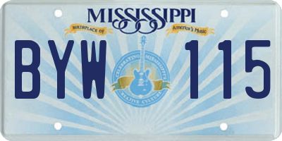 MS license plate BYW115