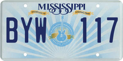 MS license plate BYW117