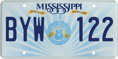 MS license plate BYW122