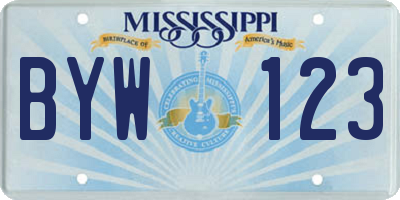 MS license plate BYW123