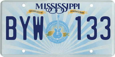 MS license plate BYW133