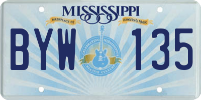 MS license plate BYW135