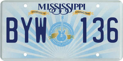 MS license plate BYW136