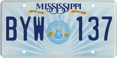 MS license plate BYW137