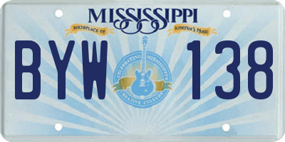 MS license plate BYW138