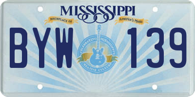 MS license plate BYW139