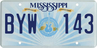 MS license plate BYW143