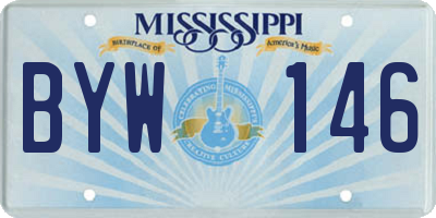 MS license plate BYW146