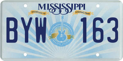 MS license plate BYW163
