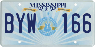 MS license plate BYW166