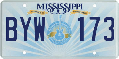 MS license plate BYW173