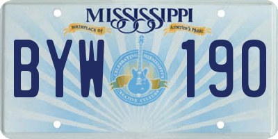 MS license plate BYW190