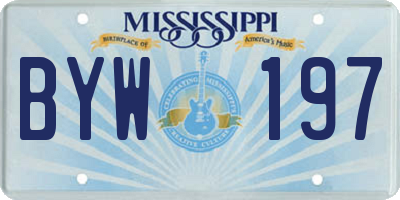 MS license plate BYW197
