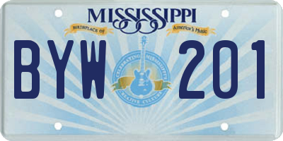 MS license plate BYW201