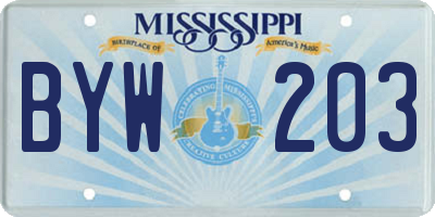 MS license plate BYW203