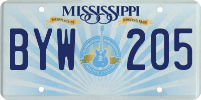 MS license plate BYW205