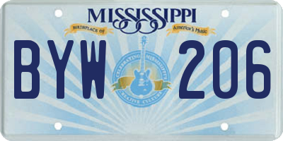 MS license plate BYW206