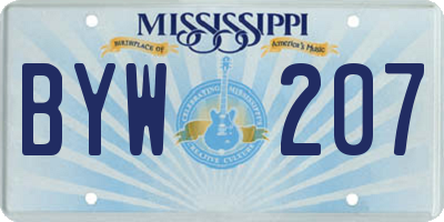 MS license plate BYW207