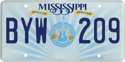 MS license plate BYW209