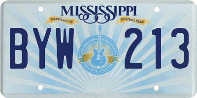 MS license plate BYW213