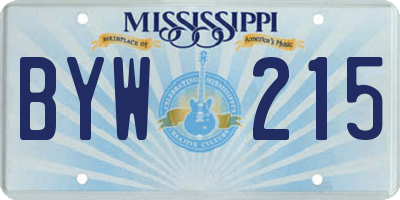 MS license plate BYW215