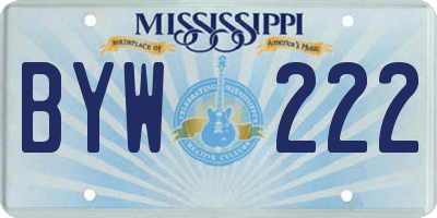 MS license plate BYW222