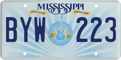 MS license plate BYW223