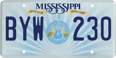 MS license plate BYW230