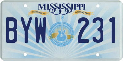 MS license plate BYW231