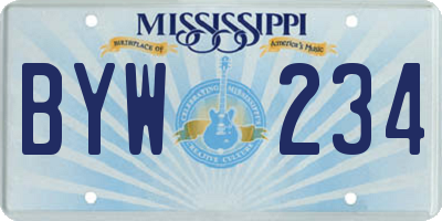 MS license plate BYW234
